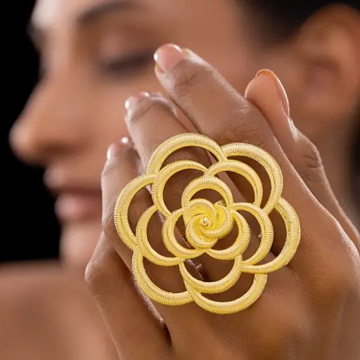 Wear Finery Oversized Rose Textured Statement Ring