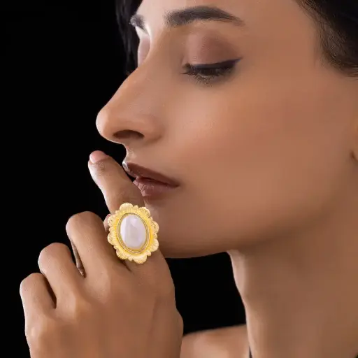 Wear Finery Rainbow Oval Flower Cocktail Ring