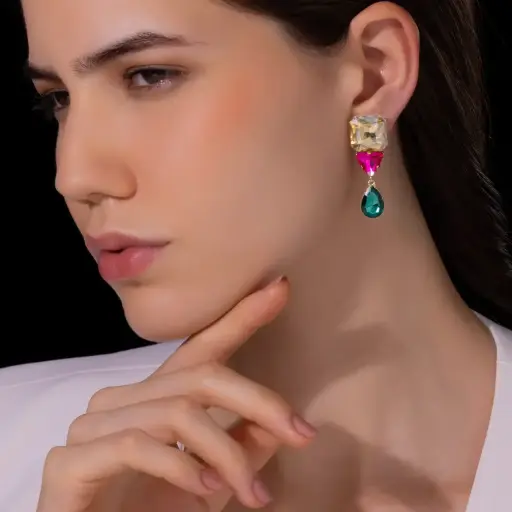 Wear Finery Tri-Shape Dangle Earrings