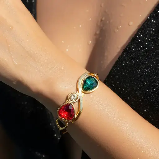 Wear Finery Infinity Heart & Tear Drop Crystal Bracelet (Adjustable Size)